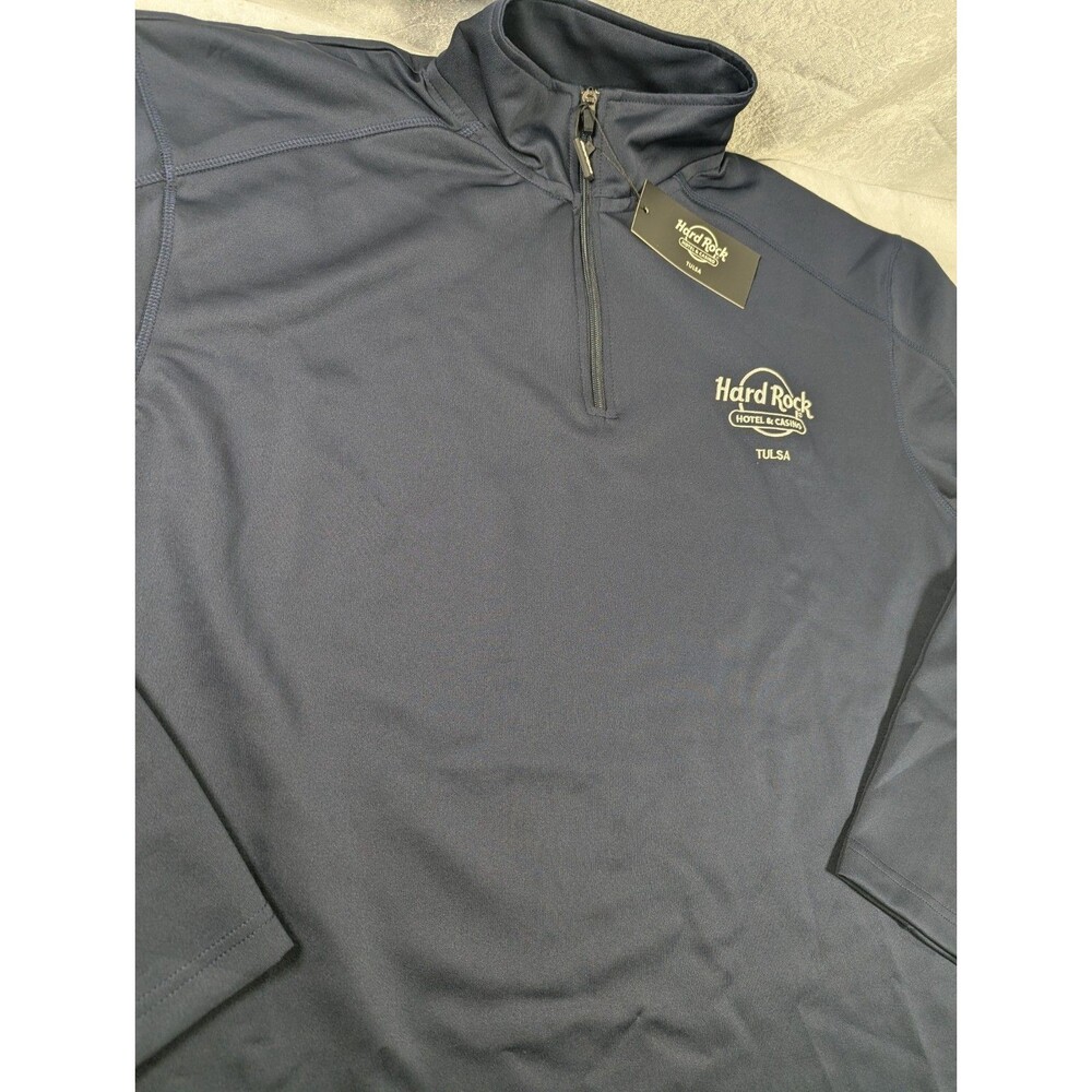Hard Rock Hotel Casino Tulsa Men's 3XL Navy 1/4 Zip Performance Pullover NWT